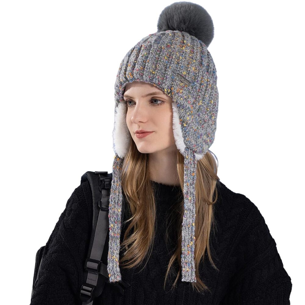 9919 Winter Sherpa Beanie Hats Knit Ear Flaps Peruvian Cover Ears Fleece